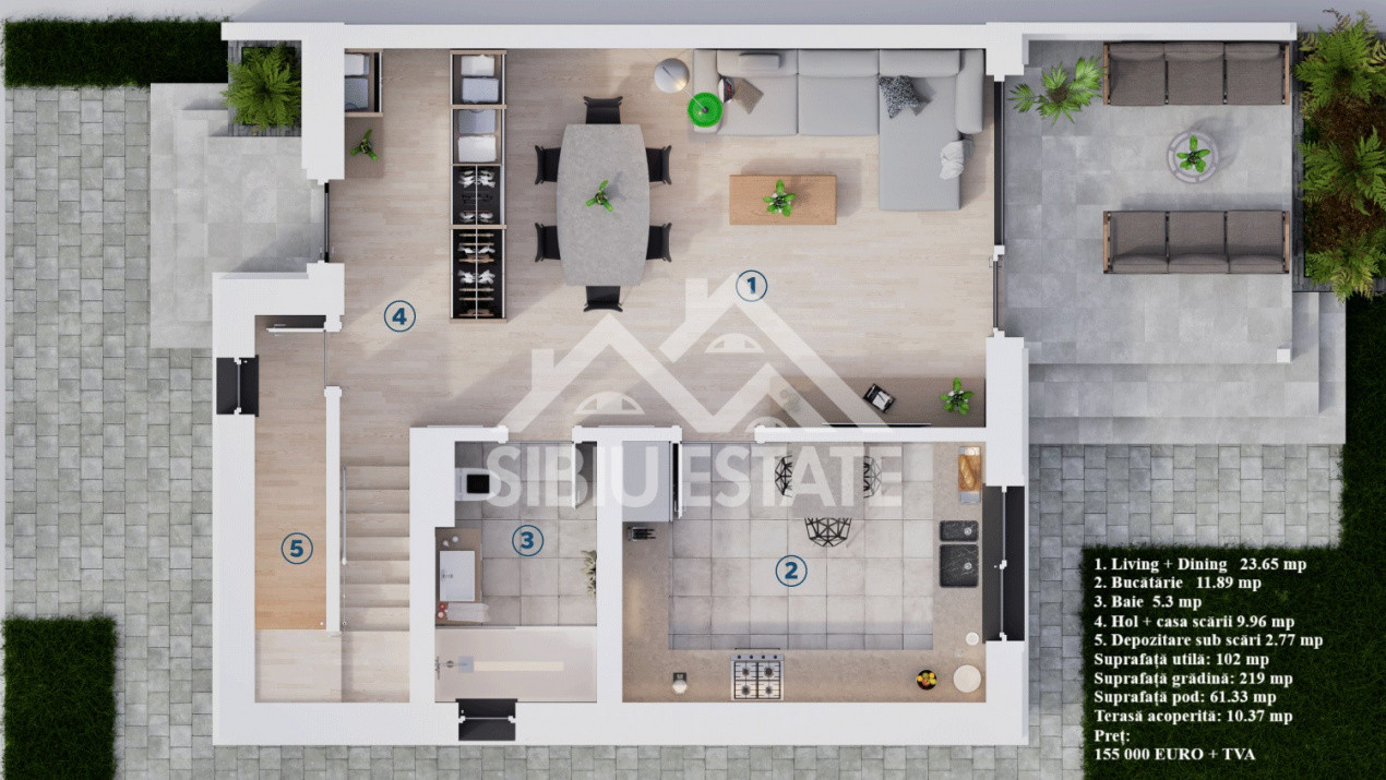 Duplex modern cu 4 camere, 102 mp – oază de liniște aproape de orașul Sibiu