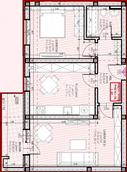 Apartament modern decomandat cu 2 camere si balcon în Șelimbăr