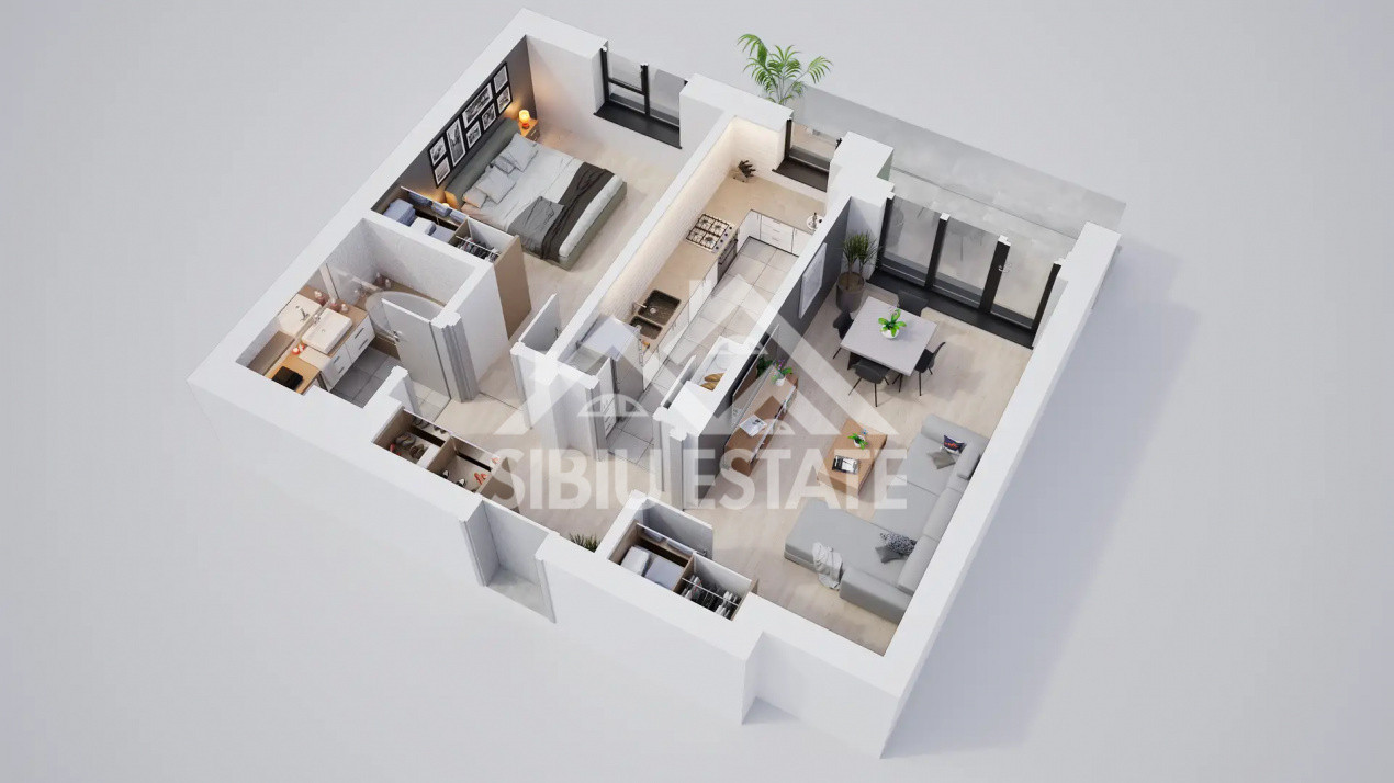 Apartament modern 2 camere cu terasa si incalzire in pardoseala