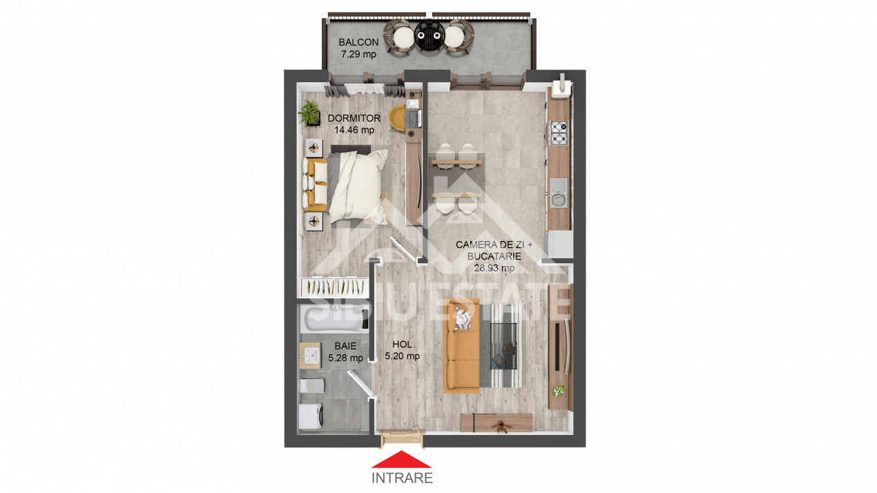 Apartament 2 camere, balcon, boxa depozitare, parcare,  Brana etaj 1 
