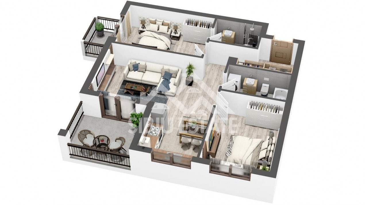 Apartament cu 3 camere, terasă, balcon și grădină generoasă de 42 mp! 