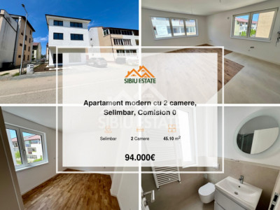 Apartament  2 camere,finisat la cheie, TVA inclus Selimbar, Comision 0
