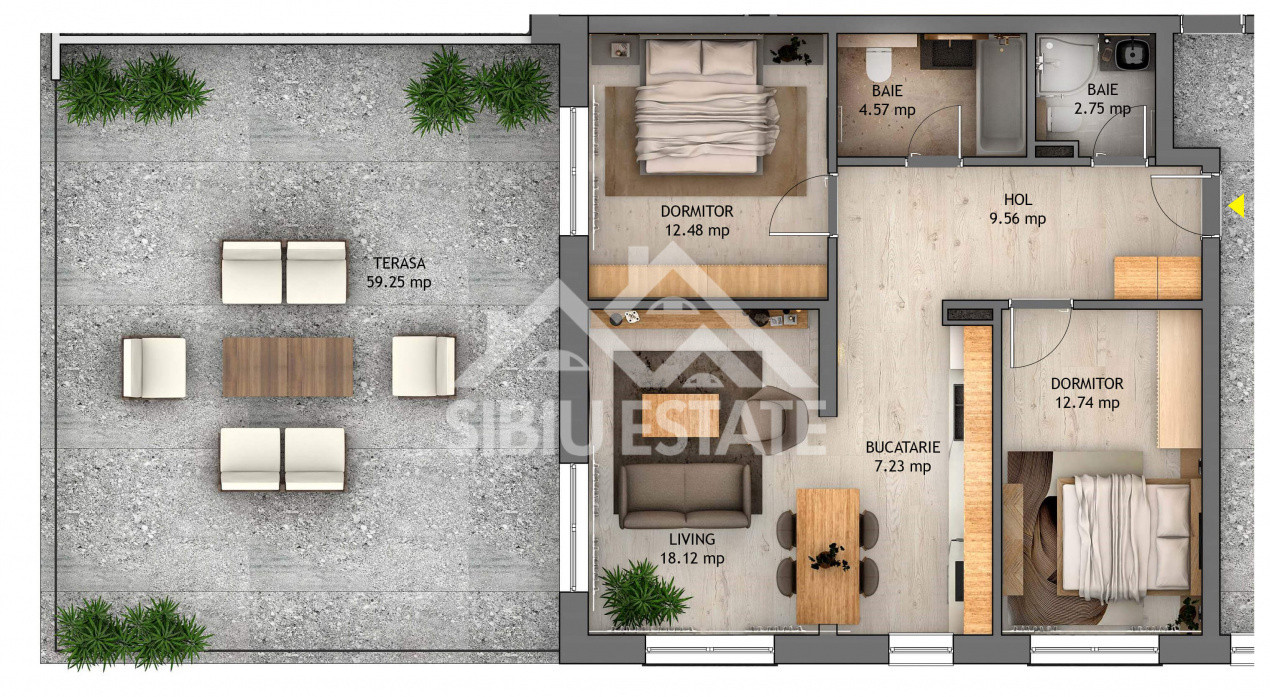  Apartament Penthouse 3 Camere, Finisat, Parcare Interioara,Comision 0