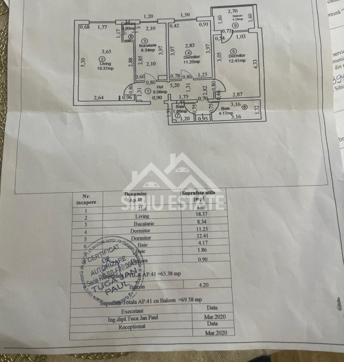 Apartament de vanzare cu 3 camere,2 bai,pivnita s.u 63.4 mp-Cartier Valea Aurie 