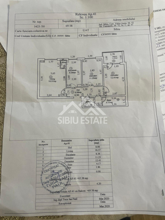 Apartament de vanzare cu 3 camere,2 bai,pivnita s.u 63.4 mp-Cartier Valea Aurie 