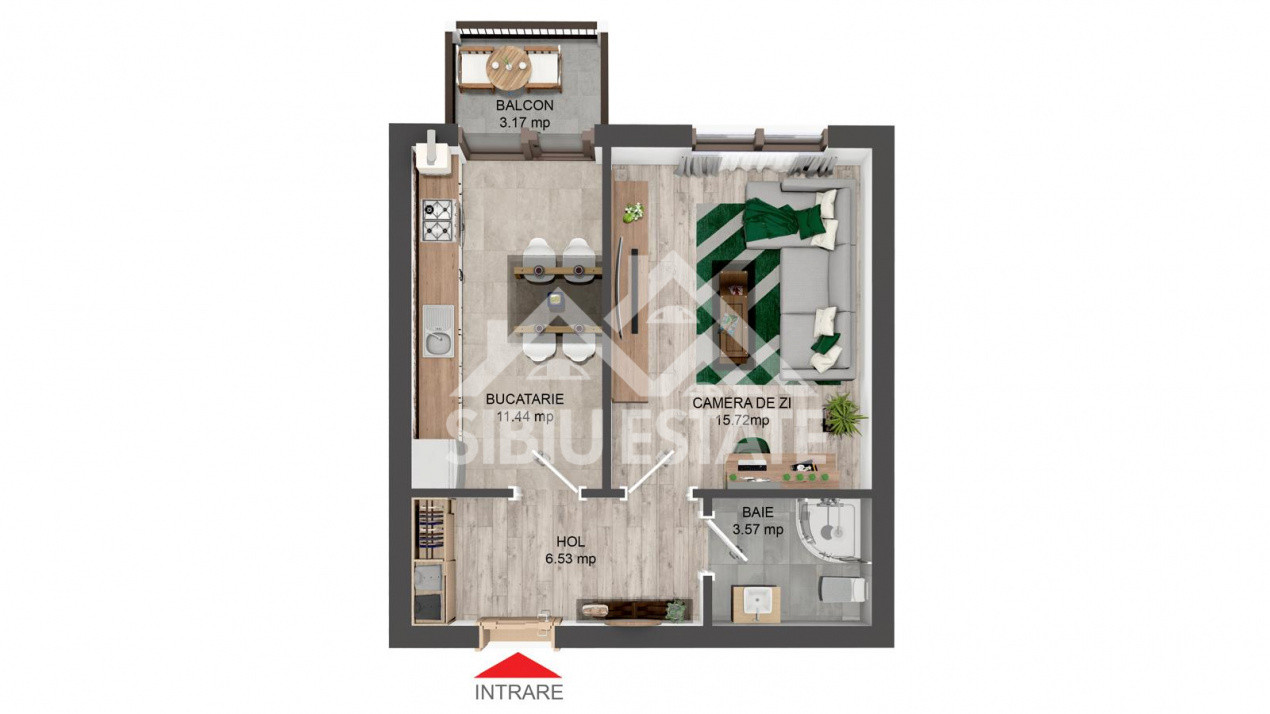 Apartament 1 camera - modern, balcon și parcare – Zona Brana