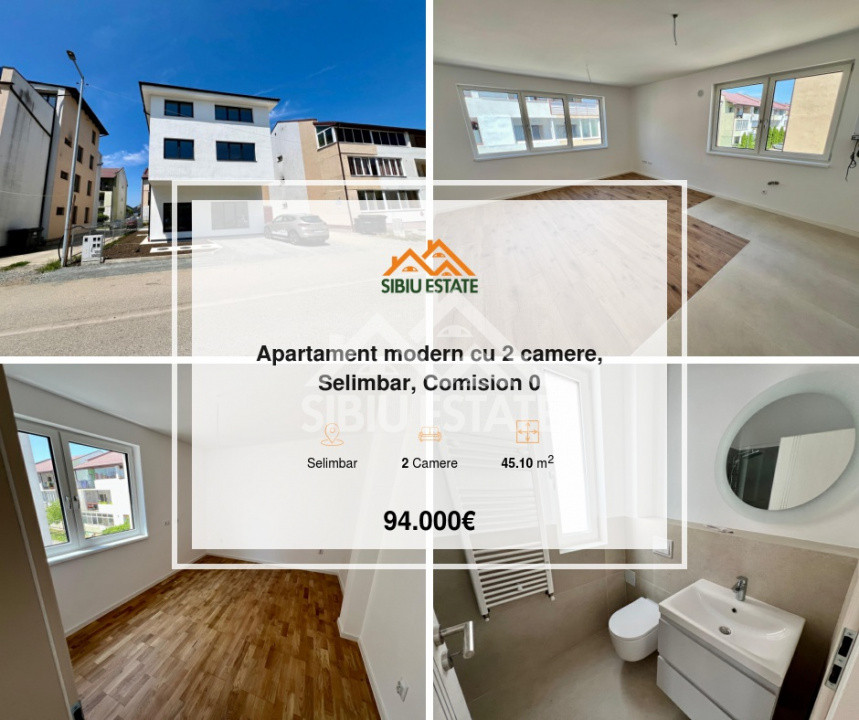 Apartament  2 camere,finisat la cheie, TVA inclus Selimbar, Comision 0