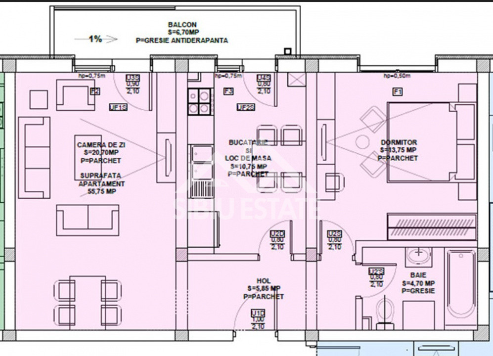  Apartament 2 camere decomandat, Selimbar, Doamna Stanca