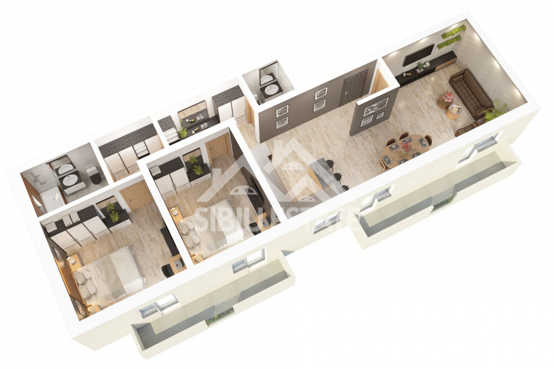 Apartament 3 camere, 2 balcoane– 78mp  - Dedeman, Shopping City, Sibiu