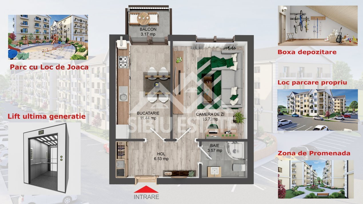 Studio 37.5 mp plus balcon, Intabulat zona Brana Ultimul Disponibil 