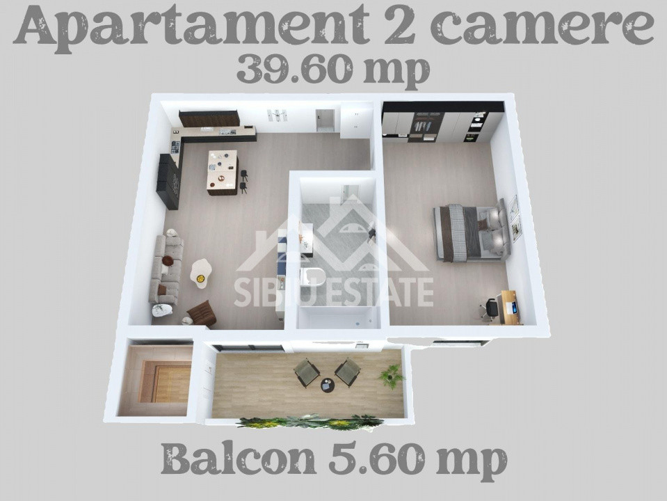 Apartament 2 camere 39,6 mp – Zona Lacul lui Binder