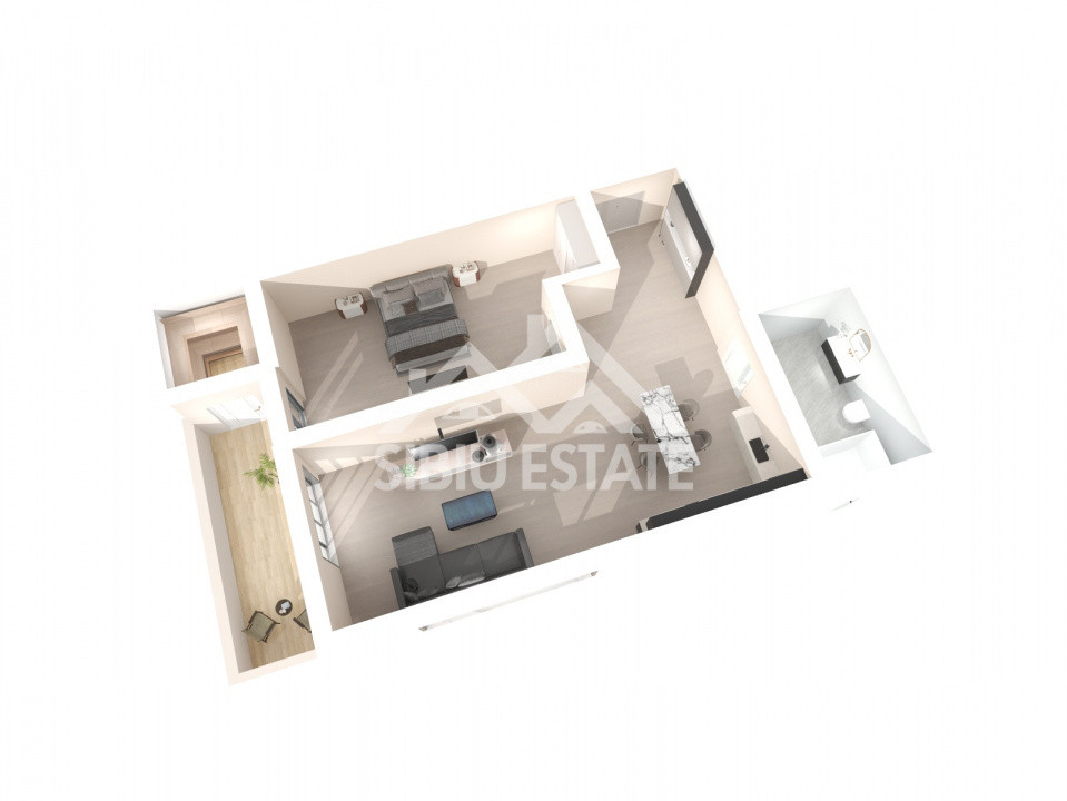 Studio 43 mp utili + balcon 5,6 mp – Zona Lacul lui Binder