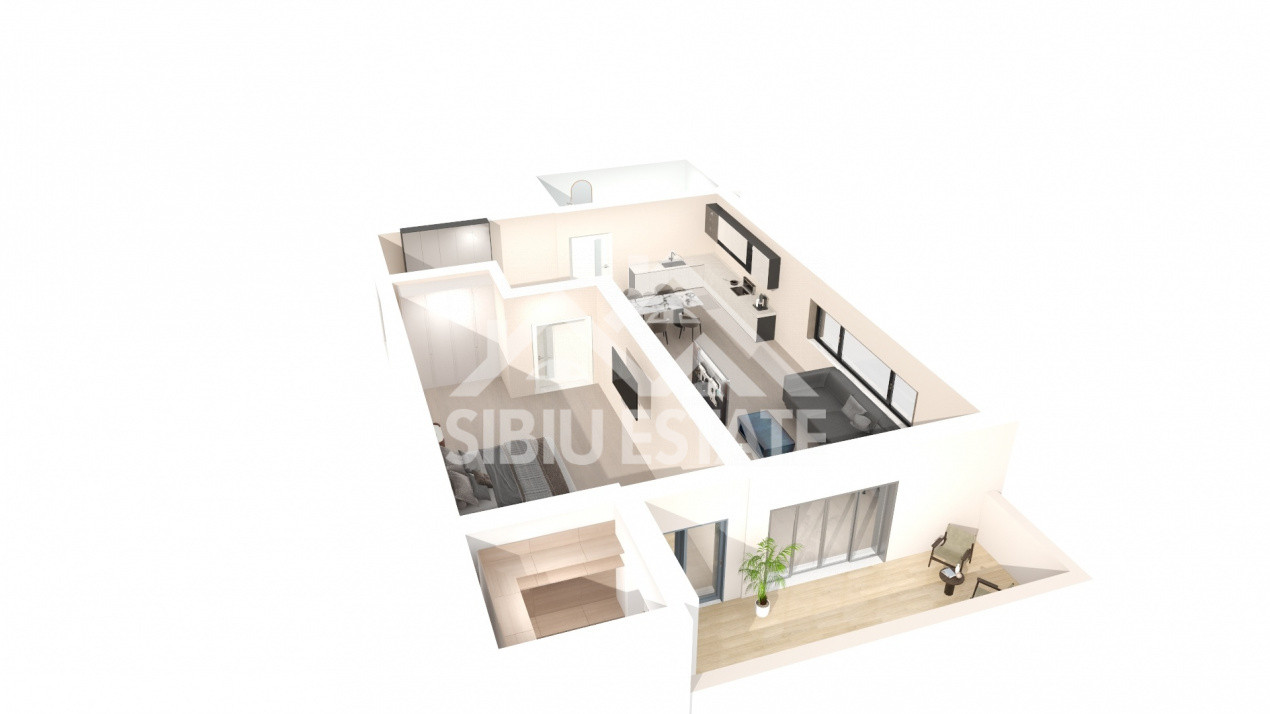 Studio 43 mp utili + balcon 5,6 mp – Zona Lacul lui Binder