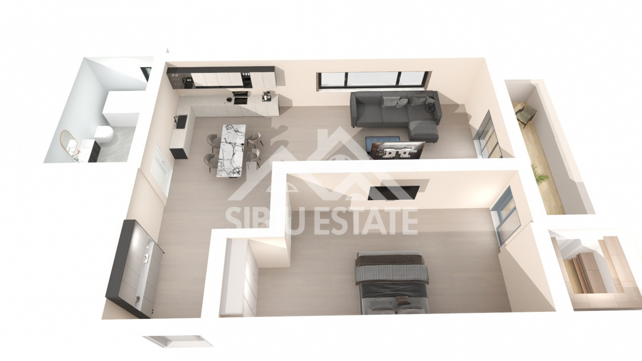 Studio 43 mp utili + balcon 5,6 mp – Zona Lacul lui Binder
