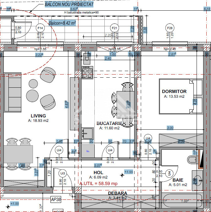 Apartament cu 2 camere –  zona Doamna Stanca