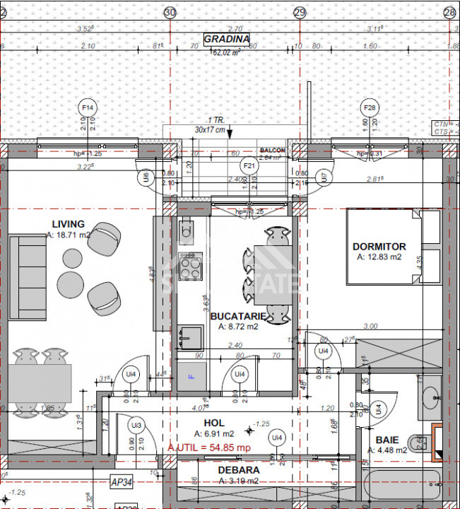  Apartament cu 2 camere și grădină în zona Doamna Stanca 